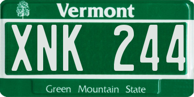 VT license plate XNK244