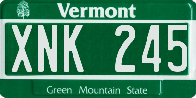 VT license plate XNK245