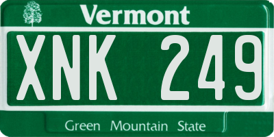 VT license plate XNK249