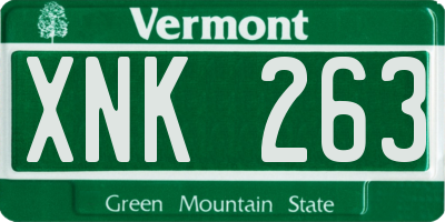VT license plate XNK263