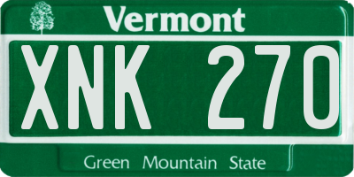 VT license plate XNK270