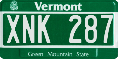 VT license plate XNK287