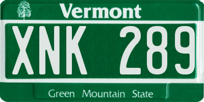 VT license plate XNK289