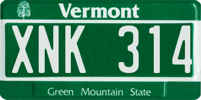 VT license plate XNK314
