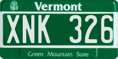 VT license plate XNK326