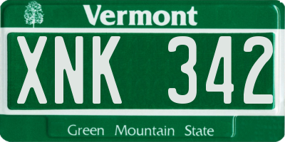 VT license plate XNK342