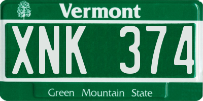 VT license plate XNK374