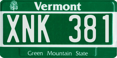 VT license plate XNK381