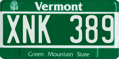 VT license plate XNK389