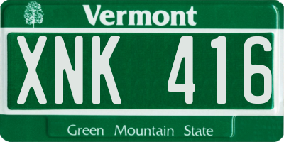 VT license plate XNK416