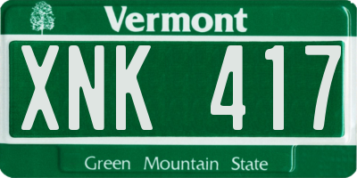 VT license plate XNK417