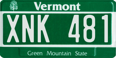 VT license plate XNK481