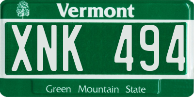 VT license plate XNK494