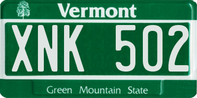 VT license plate XNK502