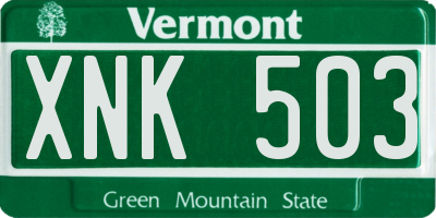 VT license plate XNK503