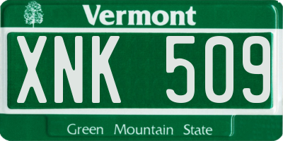 VT license plate XNK509