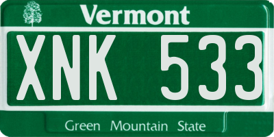 VT license plate XNK533