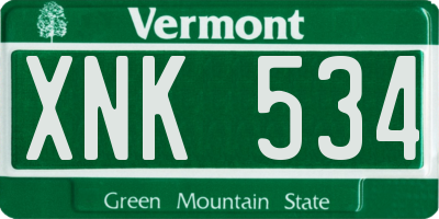 VT license plate XNK534