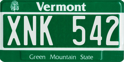 VT license plate XNK542