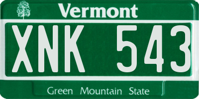 VT license plate XNK543