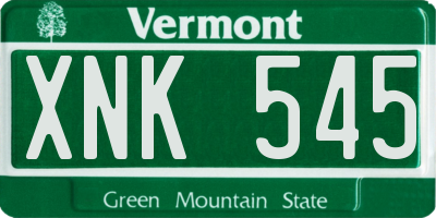 VT license plate XNK545