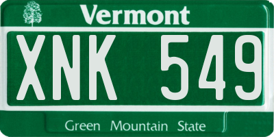 VT license plate XNK549