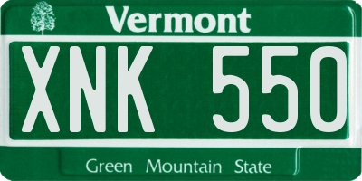 VT license plate XNK550