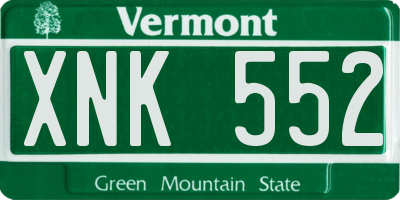 VT license plate XNK552