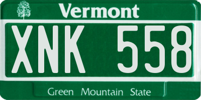 VT license plate XNK558