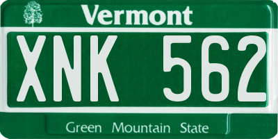 VT license plate XNK562