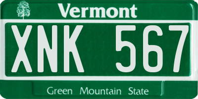 VT license plate XNK567
