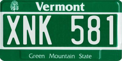 VT license plate XNK581