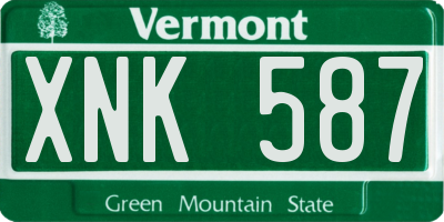 VT license plate XNK587