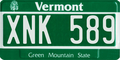 VT license plate XNK589