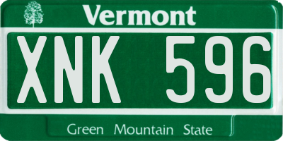 VT license plate XNK596