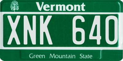 VT license plate XNK640