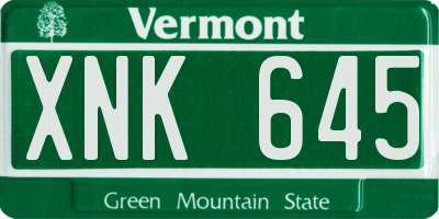 VT license plate XNK645