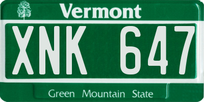 VT license plate XNK647