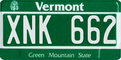 VT license plate XNK662