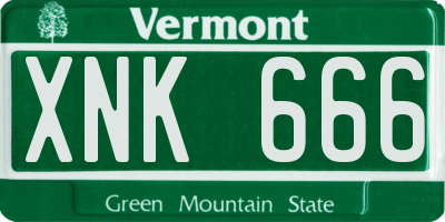 VT license plate XNK666
