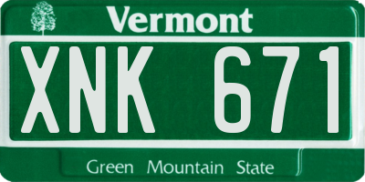 VT license plate XNK671