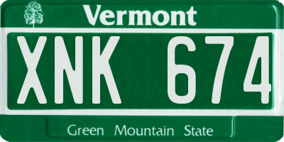 VT license plate XNK674