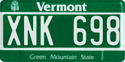 VT license plate XNK698