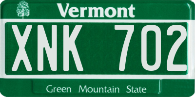 VT license plate XNK702