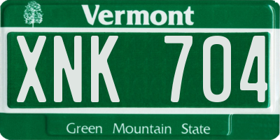 VT license plate XNK704
