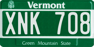 VT license plate XNK708