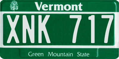 VT license plate XNK717