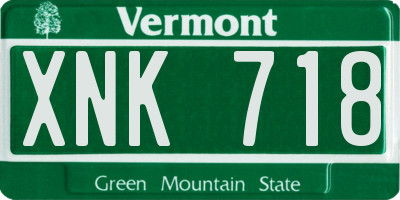 VT license plate XNK718