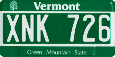 VT license plate XNK726
