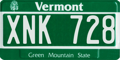 VT license plate XNK728